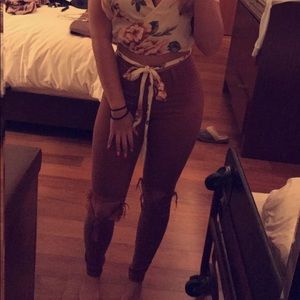 MOVING SALE Rust distressed knee skinny jeans - Vibrant Denim